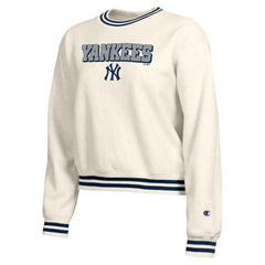 New York Yankees Champion Women's Reverse Weave Sweatshirt - Cream - MLB Discount