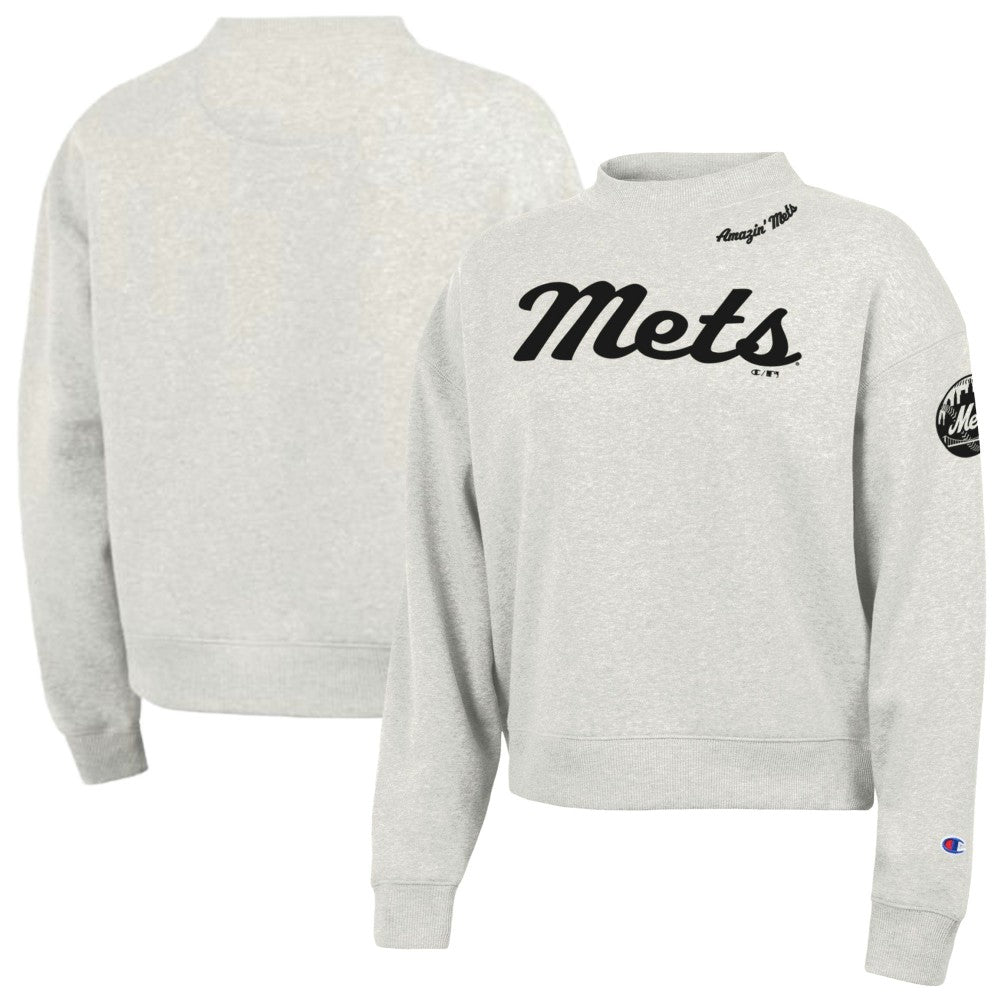 New York Mets Champion Women's Triumph Tri-Blend Sweatshirt - Stone - MLB Online