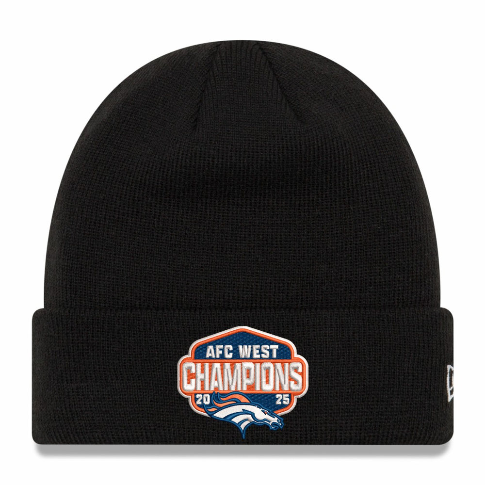 Denver Broncos New Era 2025 AFC West Division Champions Cuffed Knit Hat Black