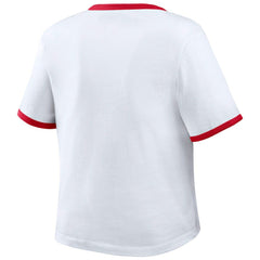 Philadelphia Phillies WEAR by Erin Andrews Women's Ringer Baby T-Shirt - White - MLB Sale