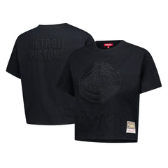 Detroit Pistons Women's Phantom Cropped T-Shirt for sale Black | Mitchell & Ness discount