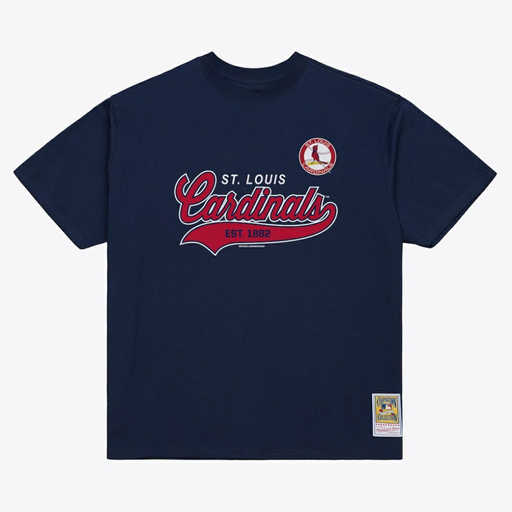 St. Louis Cardinals Mitchell & Ness Script Sweep Arch T-Shirt - Navy - Mitchell & Ness on Sale