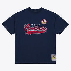 St. Louis Cardinals Mitchell & Ness Script Sweep Arch T-Shirt - Navy - Mitchell & Ness on Sale
