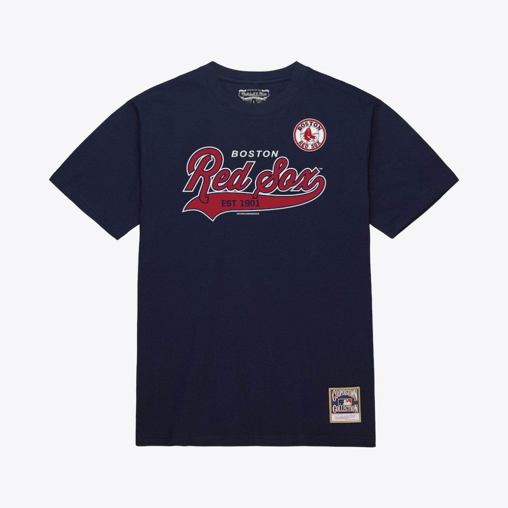 Boston Red Sox Mitchell & Ness Script Sweep Arch T-Shirt - Navy - Mitchell & Ness Online
