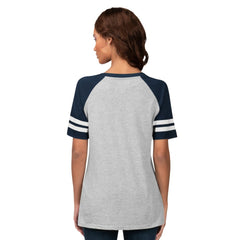 Seattle Mariners G-III 4Her by Carl Banks Women's Goal Line Raglan V-Neck T-Shirt - Heather Gray - MLB on Sale