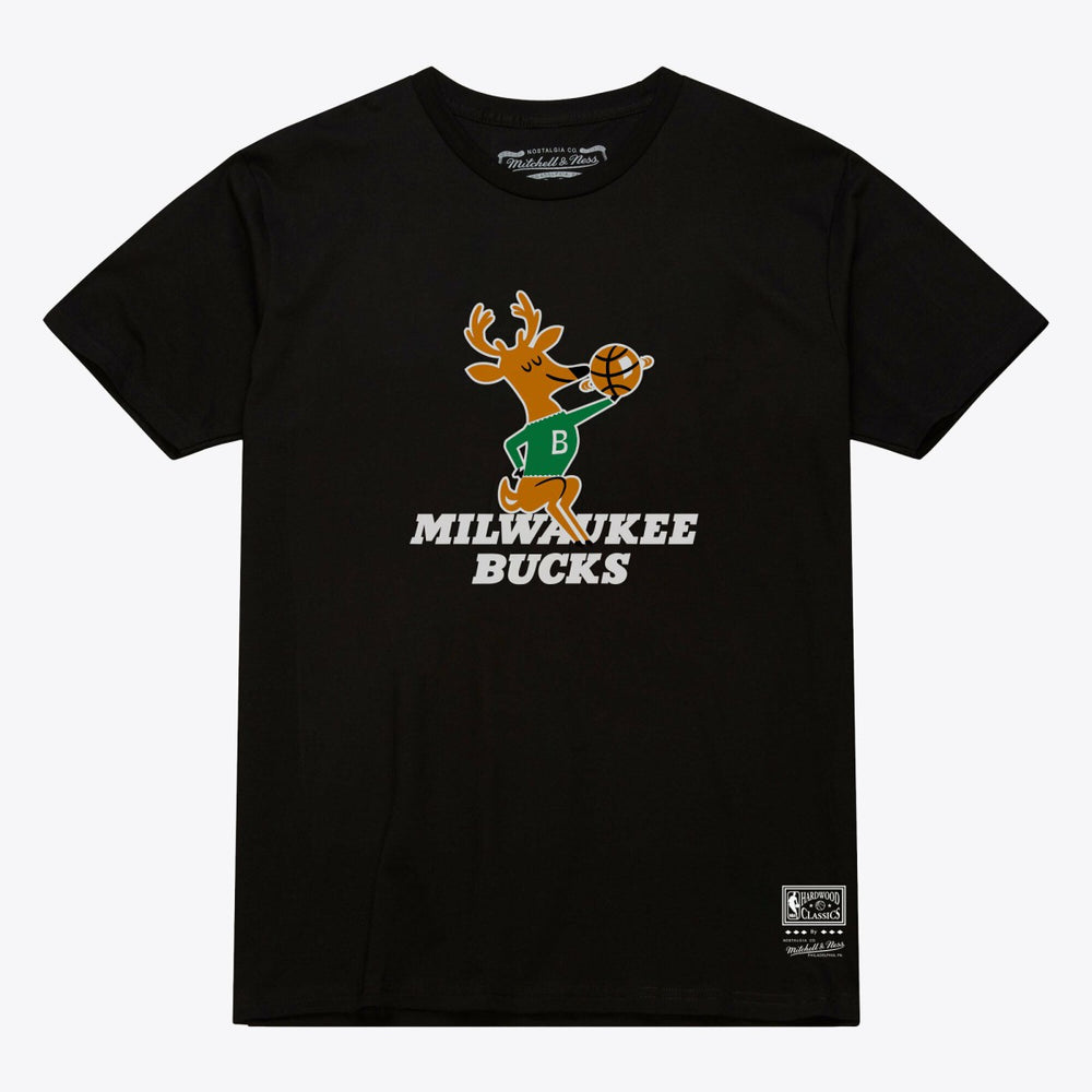 Milwaukee Bucks Unisex Hardwood Classics Arch T-Shirt Black | Mitchell & Ness US