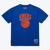 New York Knicks Unisex Hardwood Classics Arch T-Shirt Royal | Mitchell & Ness