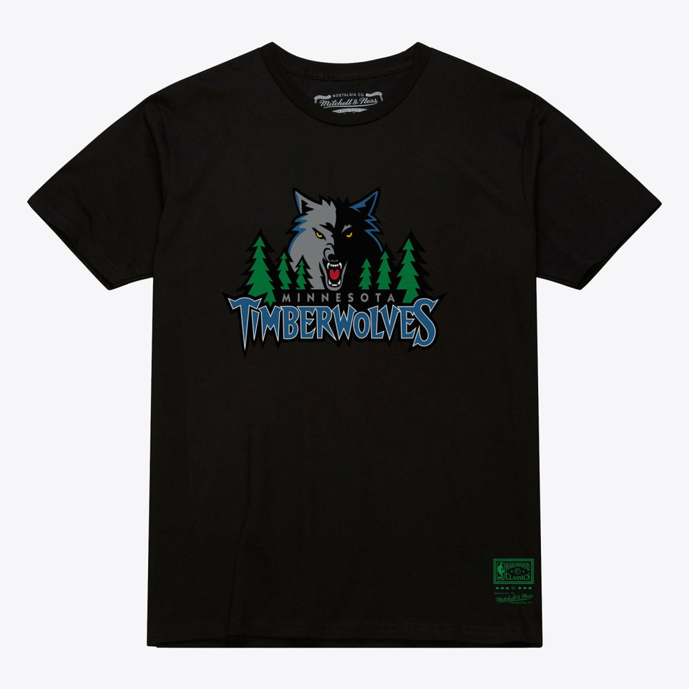 Minnesota Timberwolves Unisex Hardwood Classics Arch T-Shirt Black | Mitchell & Ness for sale