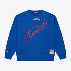 New York Knicks Women's Hardwood Classics Script Lightweight Sweatshirt Royal | Mitchell & Ness for sale