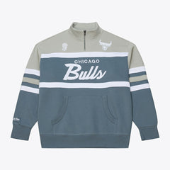 Chicago Bulls Thunderstorm Head Coach Quarter-Zip Jacket Blue | Mitchell & Ness