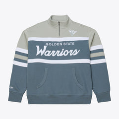 Golden State Warriors Thunderstorm Head Coach Quarter-Zip Jacket for sale Blue | Mitchell & Ness discount
