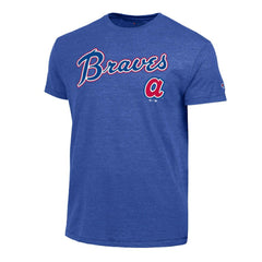 Atlanta Braves Champion Cooperstown Wordmark Lockup Tri-Blend T-Shirt - Royal - MLB Sale