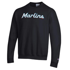 Miami Marlins Champion Powerblend Wordmark Sweatshirt - Black - MLB Lifestyle
