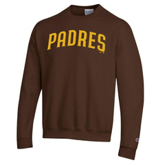 San Diego Padres Champion Powerblend Wordmark Sweatshirt - Brown - MLB Discount