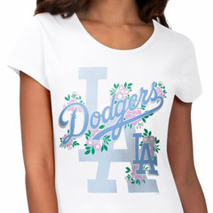 Los Angeles Dodgers G-III 4Her by Carl Banks Women's Floral Endzone T-Shirt - White - MLB on Sale