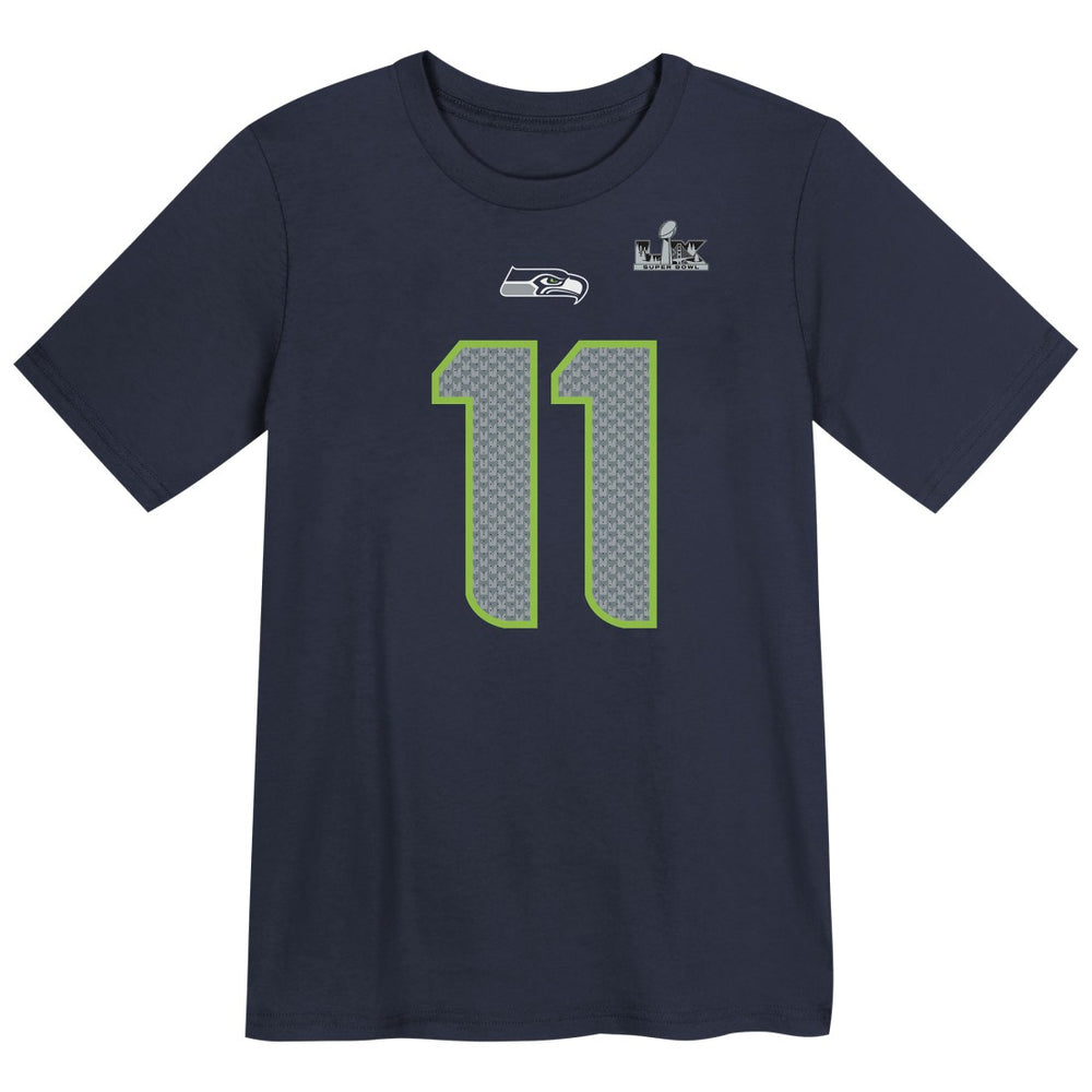Nike Jaxon Smith-Njigba Seattle Seahawks Preschool Super Bowl LX Patch Name & Number T-Shirt College Navy