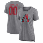 Arizona Diamondbacks Women's Heritage Personalized Any Name & Number Tri-Blend T-Shirt - Gray - MLB Sale