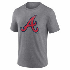 Atlanta Braves Heritage Personalized Any Name & Number Tri-Blend T-Shirt - Gray - MLB Lifestyle