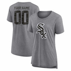 Chicago White Sox Women's Heritage Personalized Any Name & Number Tri-Blend T-Shirt - Gray - MLB Lifestyle