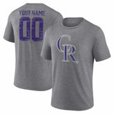 Colorado Rockies Heritage Personalized Any Name & Number Tri-Blend T-Shirt - Gray - MLB Discount