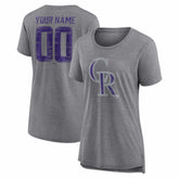Colorado Rockies Women's Heritage Personalized Any Name & Number Tri-Blend T-Shirt - Gray - MLB on Sale