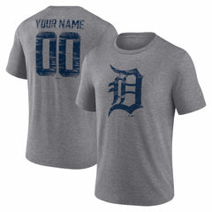 Detroit Tigers Heritage Personalized Any Name & Number Tri-Blend T-Shirt - Gray - MLB Online