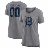Detroit Tigers Women's Heritage Personalized Any Name & Number Tri-Blend T-Shirt - Gray - MLB Discount