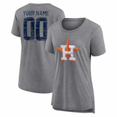 Houston Astros Women's Heritage Personalized Any Name & Number Tri-Blend T-Shirt - Gray - MLB Online