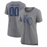 Kansas City Royals Women's Heritage Personalized Any Name & Number Tri-Blend T-Shirt - Gray - MLB Online