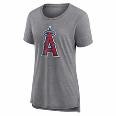 Los Angeles Angels Women's Heritage Personalized Any Name & Number Tri-Blend T-Shirt - Gray - MLB Sale