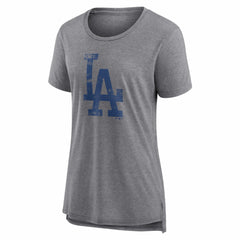 Los Angeles Dodgers Women's Heritage Personalized Any Name & Number Tri-Blend T-Shirt - Gray - MLB Sale