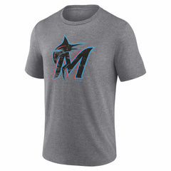 Miami Marlins Heritage Personalized Any Name & Number Tri-Blend T-Shirt - Gray - MLB Discount