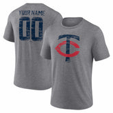 Minnesota Twins Heritage Personalized Any Name & Number Tri-Blend T-Shirt - Gray - MLB Discount