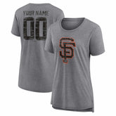 San Francisco Giants Women's Heritage Personalized Any Name & Number Tri-Blend T-Shirt - Gray - MLB on Sale