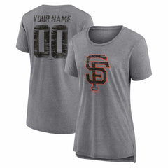 San Francisco Giants Women's Heritage Personalized Any Name & Number Tri-Blend T-Shirt - Gray - MLB on Sale