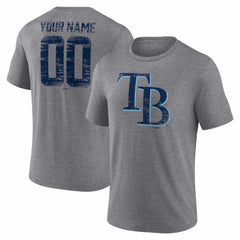 Tampa Bay Rays Heritage Personalized Any Name & Number Tri-Blend T-Shirt - Gray - MLB on Sale