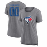 Toronto Blue Jays Women's Heritage Personalized Any Name & Number Tri-Blend T-Shirt - Gray - MLB Lifestyle
