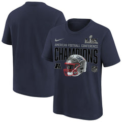 Nike New England Patriots Youth 2025 AFC Champions Glory Shield Helmet T-Shirt Navy