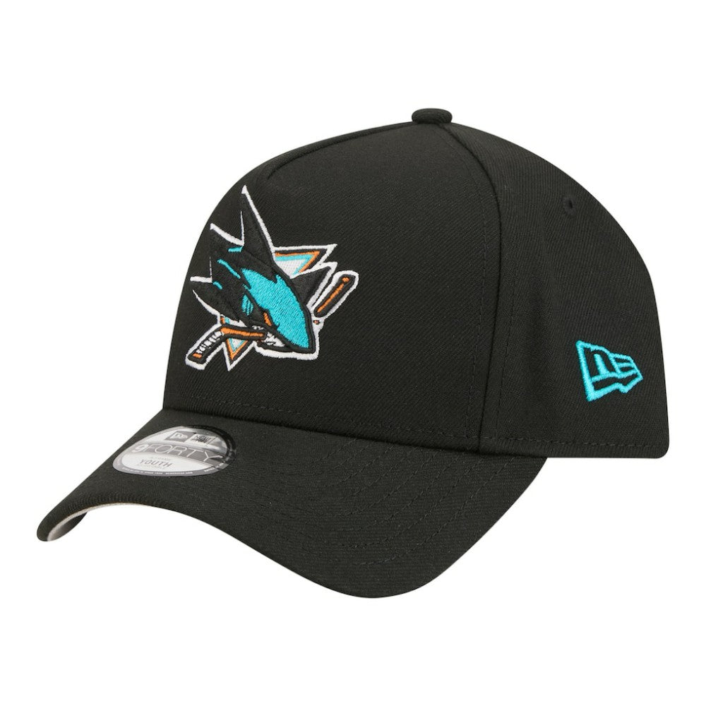San Jose Sharks New Era Youth 9FORTY A-Frame Adjustable Hat - Black - NHL 203773496
