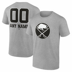 Buffalo Sabres Big & Tall Personalized Name & Number Monochrome T-Shirt - Gray - NHL 203773689