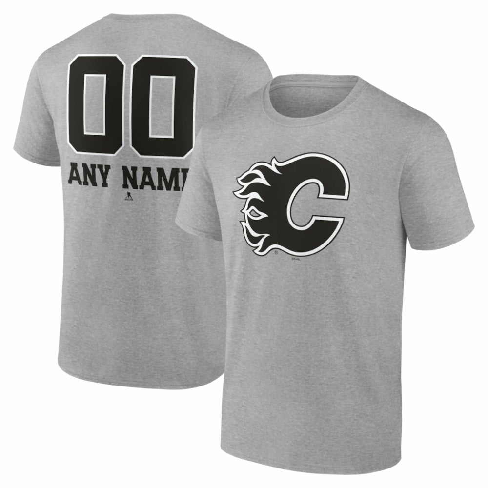 Calgary Flames Big & Tall Personalized Name & Number Monochrome T-Shirt - Gray - NHL 203773692