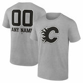 Calgary Flames Big & Tall Personalized Name & Number Monochrome T-Shirt - Gray - NHL 203773692