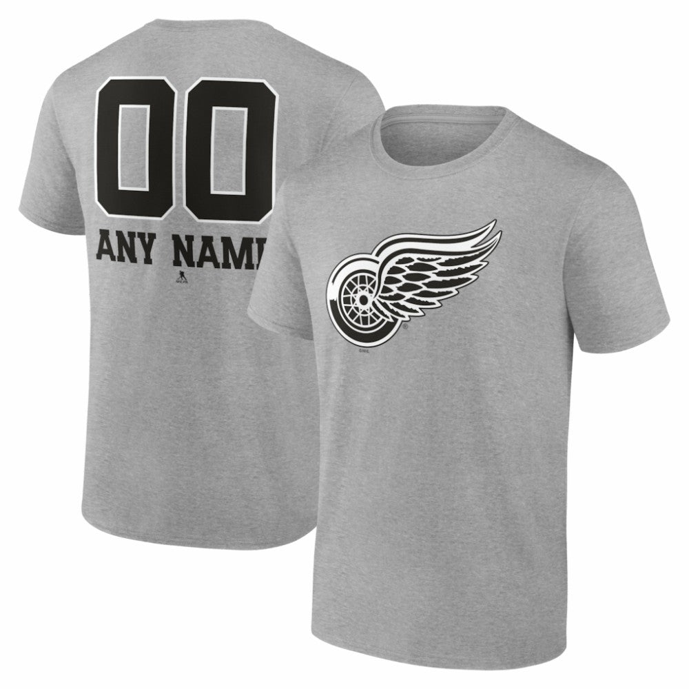 Detroit Red Wings Big & Tall Personalized Name & Number Monochrome T-Shirt - Gray - NHL 203773710