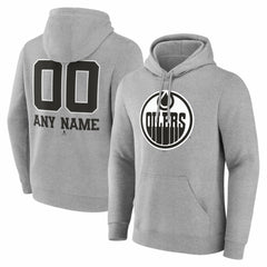 Edmonton Oilers Big & Tall Personalized Name & Number Monochrome Pullover Hoodie - Gray - NHL 203773712