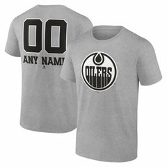 Edmonton Oilers Big & Tall Personalized Name & Number Monochrome T-Shirt - Gray - NHL 203773713