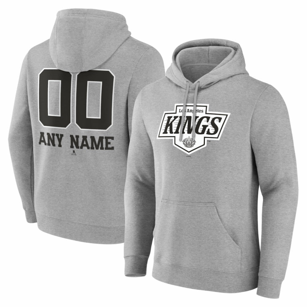 Los Angeles Kings Big & Tall Personalized Name & Number Monochrome Pullover Hoodie - Gray - NHL 203773718