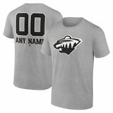 Minnesota Wild Big & Tall Personalized Name & Number Monochrome T-Shirt - Gray - NHL 203773722