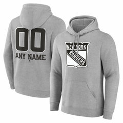 New York Rangers Big & Tall Personalized Name & Number Monochrome Pullover Hoodie - Gray - NHL 203773736