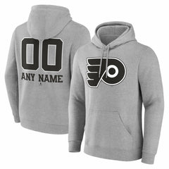 Philadelphia Flyers Big & Tall Personalized Name & Number Monochrome Pullover Hoodie - Gray - NHL 203773742