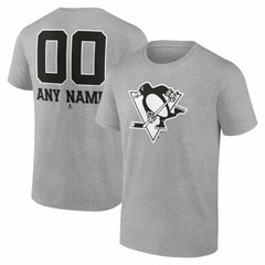 Pittsburgh Penguins Big & Tall Personalized Name & Number Monochrome T-Shirt - Gray - NHL 203773746
